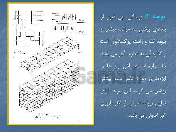 پاورپوینت عناصر و جزییات یازدهم هنرستان | فصل 2: دیوار چینی ،آجر- پیش نمایش