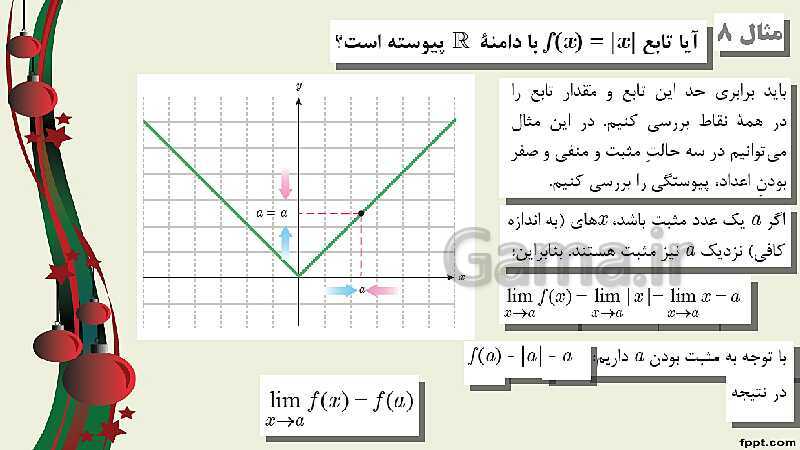 پاورپوینت ریاضی (3) فنی دوازدهم هنرستان | پودمان 3: مقایسۀ حدهای یک طرفه و دوطرفه و پیوستگی تابع‌ها- پیش نمایش