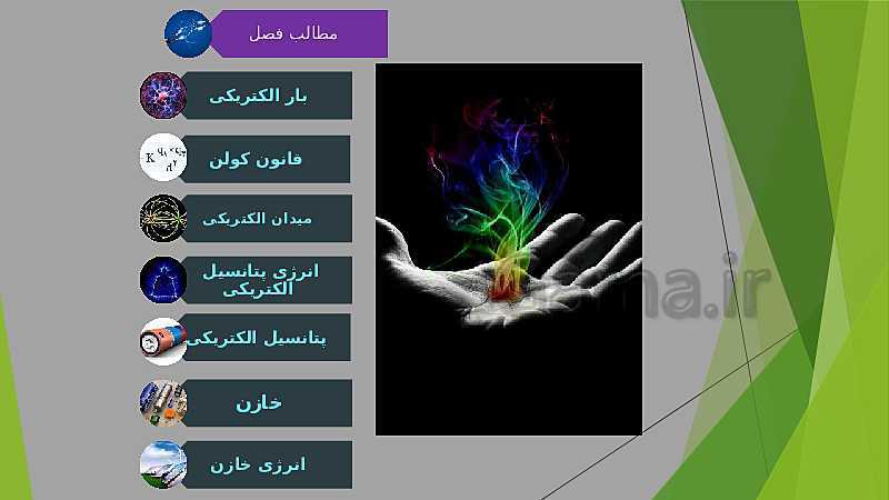 پاورپوینت آموزش جذاب  فصل 1 فیزیک یازدهم رشته علوم ریاضی | الکتریسیته ساکن- پیش نمایش