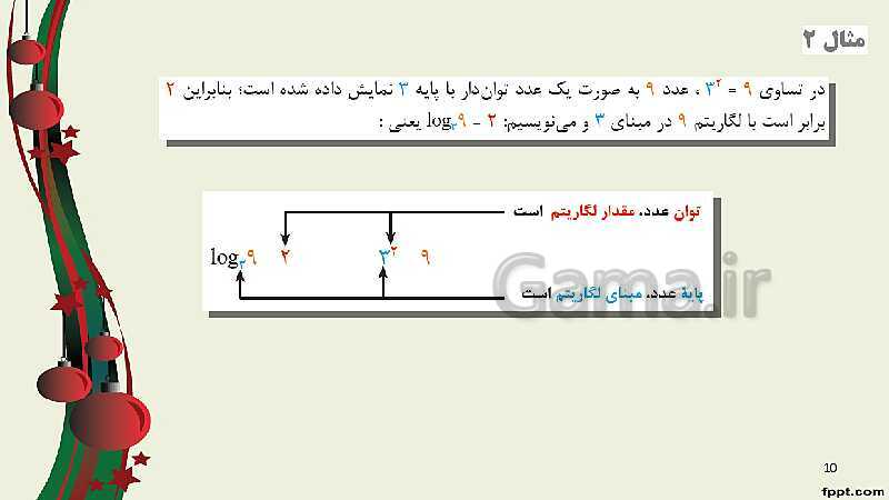 پاورپوینت ریاضی (2) فنی یازدهم هنرستان |  پودمان 4: لگاریتم و خواص آن- پیش نمایش