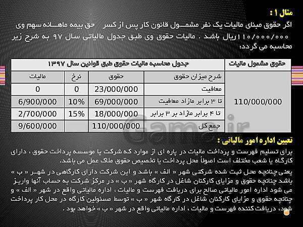 پاورپوینت حسابدار حقوق و دستمزد یازدهم کاردانش | فصل 3: بیمـه، بازنشستگی و مالیات مشمولان قانون کار و نرم افزار حقوق و دستمزد - پیش نمایش