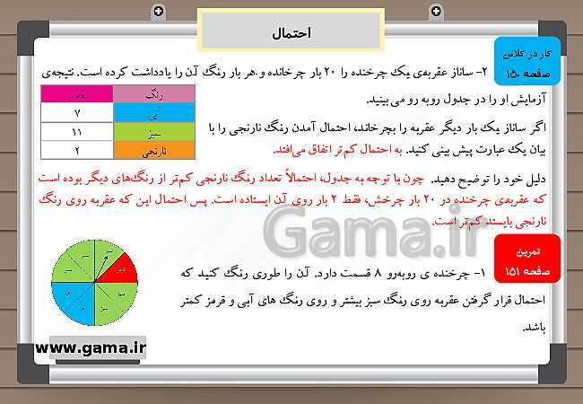 پاورپوینت آموزش و راهنمای گام به گام ریاضی چهارم دبستان | فصل 7: احتمال + مرور فصل- پیش نمایش