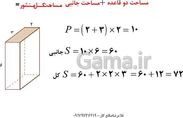 پاورپوینت ریاضی هفتم | فصل 6: سطح و حجم (مساحت جانبی و کل)- پیش نمایش