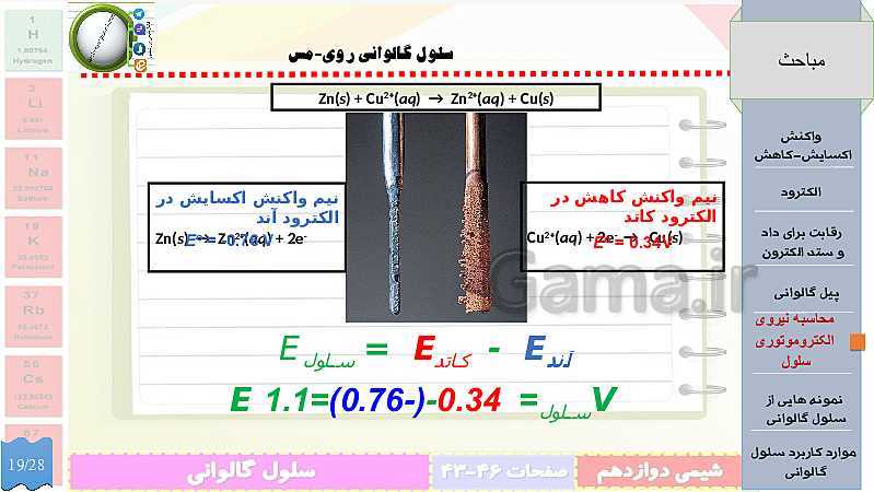 پاورپوینت تدریس شیمی (3) دوازدهم | الکتروشیمی و تبدیل انرژی شیمیایی به الکتریکی- پیش نمایش