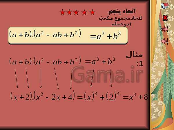 پاورپوینت ریاضی نهم  | مبحث اتحادها- پیش نمایش