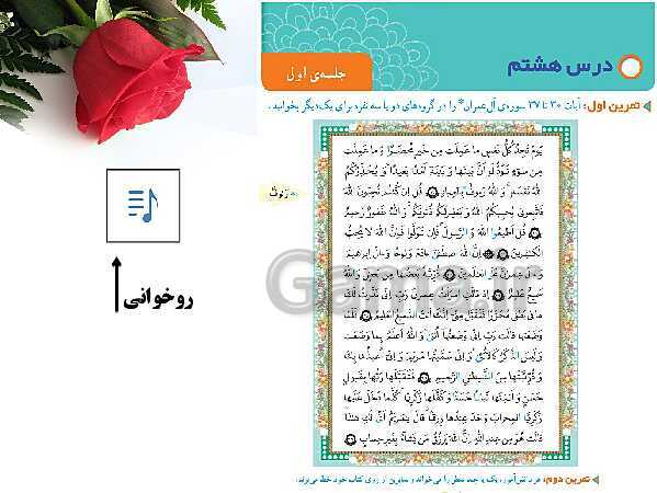 پاورپوینت قرآن چهارم دبستان | درس 8: سوره‌ی آل‌عِمران آیات 30 تا 37- پیش نمایش