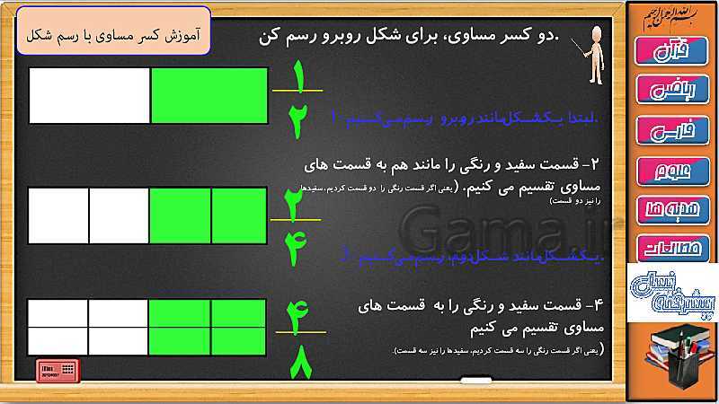 پاورپوینت ریاضی سوم دبستان | فصل 3: تساوی کسرها- پیش نمایش