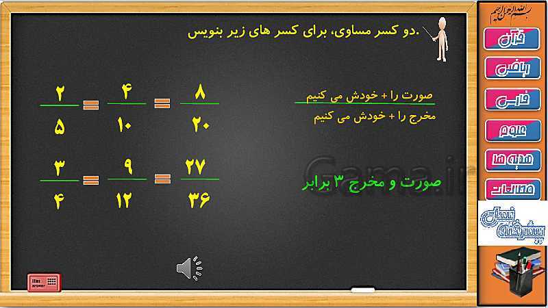 پاورپوینت ریاضی سوم دبستان | فصل 3: تساوی کسرها- پیش نمایش