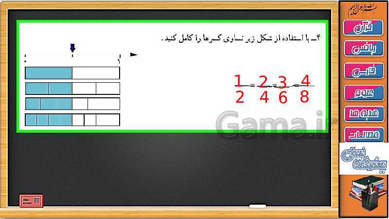 پاورپوینت ریاضی سوم دبستان | فصل 3: تساوی کسرها- پیش نمایش