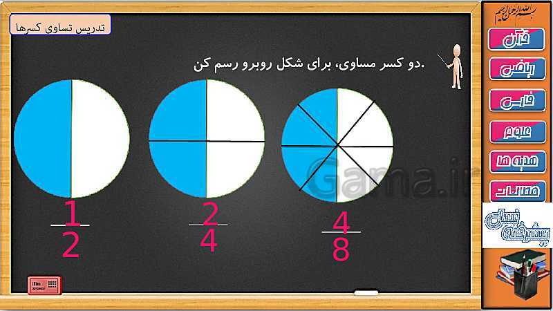 پاورپوینت ریاضی سوم دبستان | فصل 3: تساوی کسرها- پیش نمایش