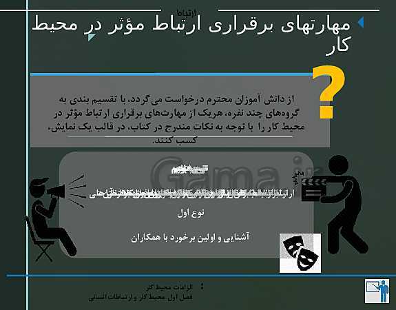 پاورپوینت الزامات محیط کار دهم هنرستان | پودمان 1: محیط کار و ارتباطات انسانی - پیش نمایش