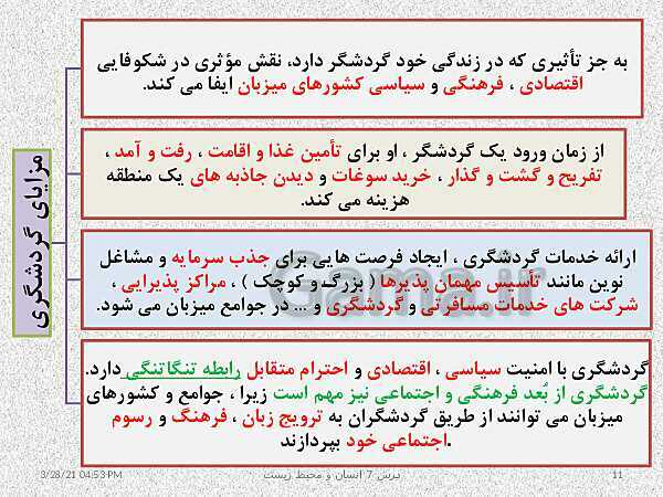 پاورپوینت نقشه مفهومی انسان و محیط زیست | درس 7: محیط زیست، بستر گردشگری مسئولانه- پیش نمایش