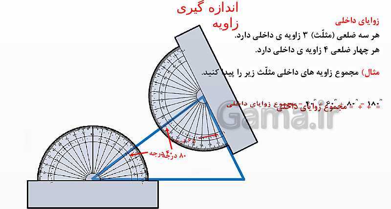 پاورپوینت اندازه‌گیری زاویه با نقاله و رسم زاویه ریاضی چهارم ابتدائی- پیش نمایش