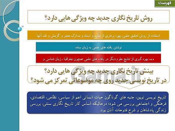 پاورپوینت تاریخ (3) دوازدهم انسانی | درس 1: تاریخ‌نگاری و منابع دورۀ معاصر- پیش نمایش