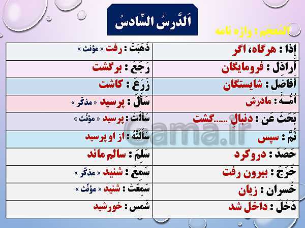 پاورپوینت تدریس عربی هفتم | درس 6 تا 9- پیش نمایش