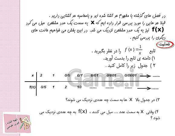 پاورپوینت ریاضی (3) دوازدهم دبیرستان | تعمیم حد- پیش نمایش