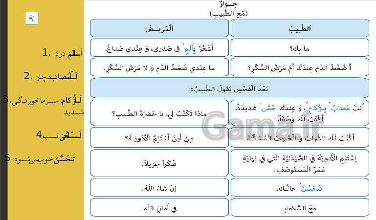 پاورپوینت حل تمرین های عربی (2) یازدهم | درس 7: تَأثيرُ اللُّغَةِ الْفارِسيَّةِ عَلَی اللُّغَةِ الْعَرَبيَّةِ- پیش نمایش