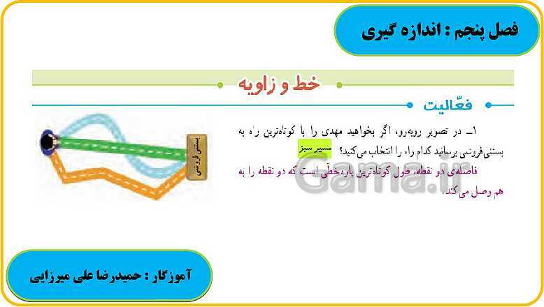 پاورپوینت حل فعالیت، کار در کلاس و تمرین های ریاضی ششم دبستان | فصل 5: اندازه گیری- پیش نمایش