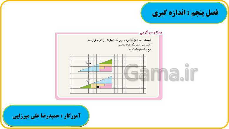 پاورپوینت حل فعالیت، کار در کلاس و تمرین های ریاضی ششم دبستان | فصل 5: اندازه گیری- پیش نمایش