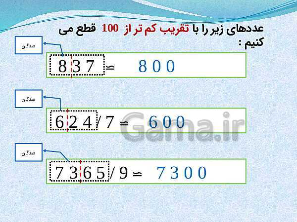 پاورپوینت تدریس ریاضی ششم دبستان | تقریب به روش قطع کردن- پیش نمایش