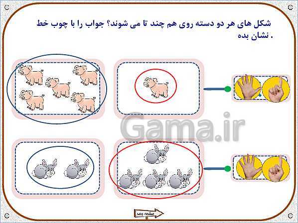 پاورپوینت ریاضی اول دبستان | تم 10:  آشنایی با عدد 6 و 7 و مقایسه کردن مجموعه‌ها- پیش نمایش