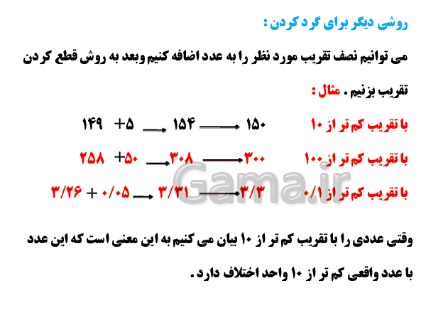 پاورپوینت تقریب به روش قطع کردن و گرد کردن- پیش نمایش