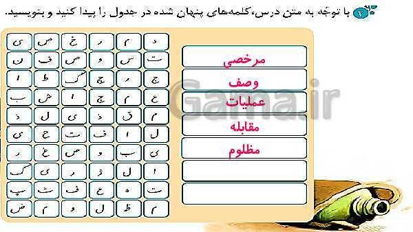 پاورپوینت حل تمام سوالات املا، دانش زبانی و درک متن نگارش چهارم دبستان | درس 11: فرمانده‌‌ی دل‌ها- پیش نمایش