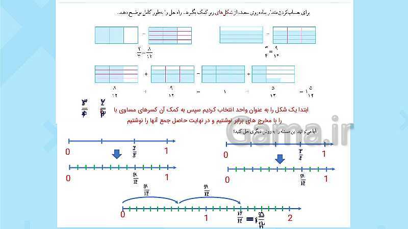 پاورپوینت فعالیت و کار در کلاس و تمرین ریاضی پنجم دبستان | فصل 2: کسر (صفحه 22 تا 34)- پیش نمایش