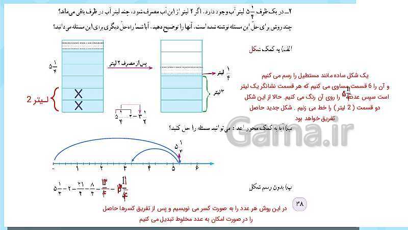 پاورپوینت فعالیت و کار در کلاس و تمرین ریاضی پنجم دبستان | فصل 2: کسر (صفحه 22 تا 34)- پیش نمایش