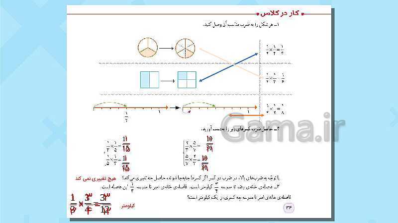 پاورپوینت فعالیت و کار در کلاس و تمرین ریاضی پنجم دبستان | فصل 2: کسر (صفحه 22 تا 34)- پیش نمایش