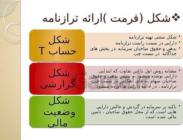 پاورپوینت دانش فنی تخصصی دوازدهم حسابداری | پودمان 4: صورت های مالی ( از مبحث طبقه بندی اقلام ترازنامه تا پایان پودمان )- پیش نمایش