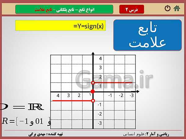 پاورپوینت تدریس ریاضی و آمار (2) یازدهم رشته انسانی | فصل 2: تابع- پیش نمایش