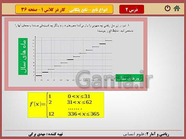 پاورپوینت تدریس ریاضی و آمار (2) یازدهم رشته انسانی | فصل 2: تابع- پیش نمایش