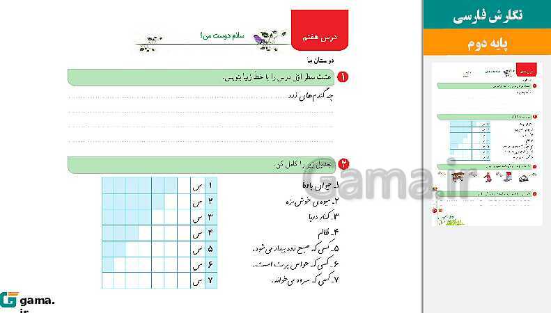 پاورپوینت کتاب محور ویژه تدریس مجازی نگارش دوم دبستان | درس 1 تا 17- پیش نمایش