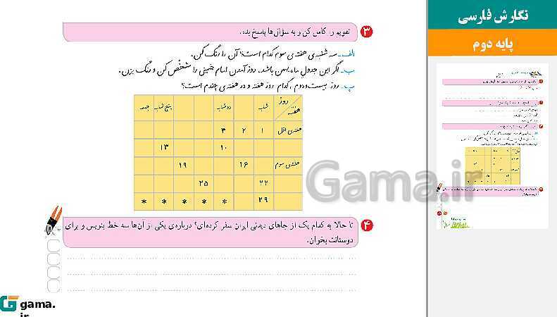 پاورپوینت کتاب محور ویژه تدریس مجازی نگارش دوم دبستان | درس 1 تا 17- پیش نمایش