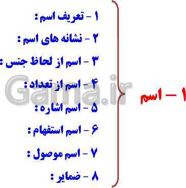 پاورپوینت عربی هفتم : آموزش قواعد پایه هفتم : شناخت اسم در عربی- پیش نمایش