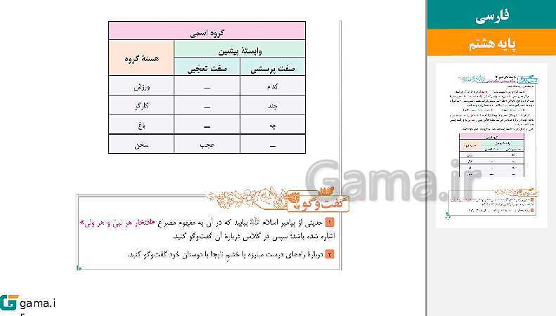 پاورپوینت کتاب محور ویژه تدریس مجازی فارسی هشتم | درس 1 تا 17- پیش نمایش