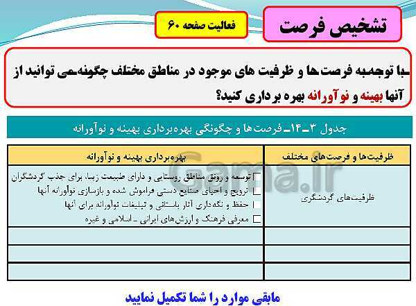 پاورپوینت تدریس با نمودار مفهومی کارگاه کار آفرینی و تولید دهم دبیرستان | بخش 14: تشخیص فرصت، ایده پردازی و ارزیابی ایده- پیش نمایش