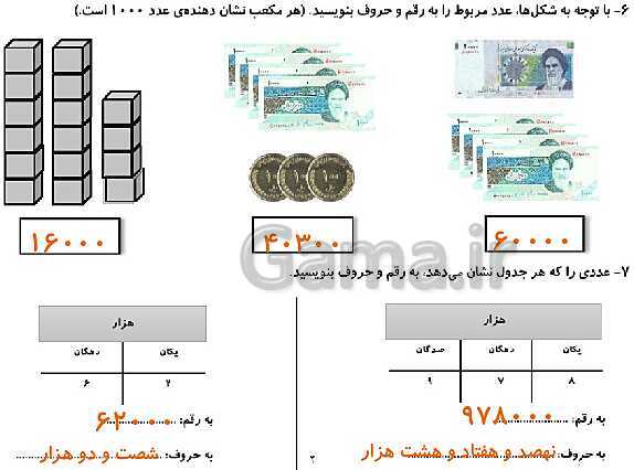 پاورپوینت حل کاربرگ ریاضی چهارم دبستان | فصل 1: اعداد و الگوها- پیش نمایش