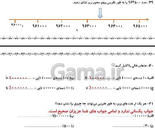 پاورپوینت حل کاربرگ ریاضی چهارم دبستان | فصل 1: اعداد و الگوها- پیش نمایش