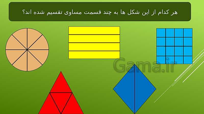 پاورپوینت فصل 7 ریاضی دوم دبستان | قسمتی از یک واحد- پیش نمایش