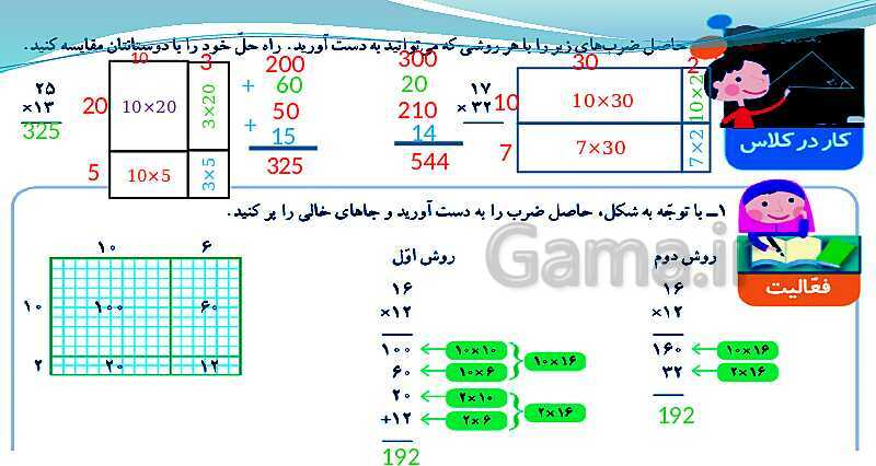 پاورپوینت ریاضی کلاس چهارم دبستان | الگوسازی، حذف حالت های نامطلوب و ضرب عدد دو رقمی- پیش نمایش